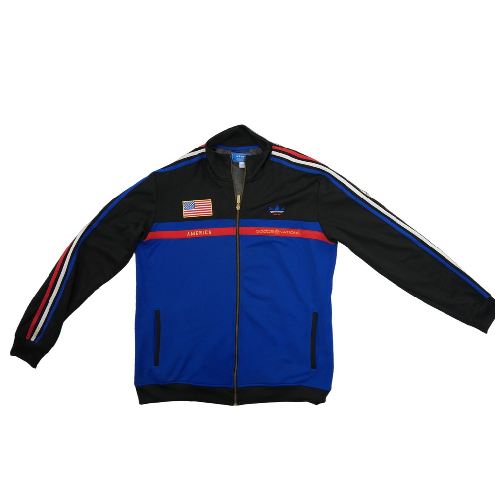 Adidas Nations USA America Track Jacket Men's Size XL Black Red Blue Full Zip